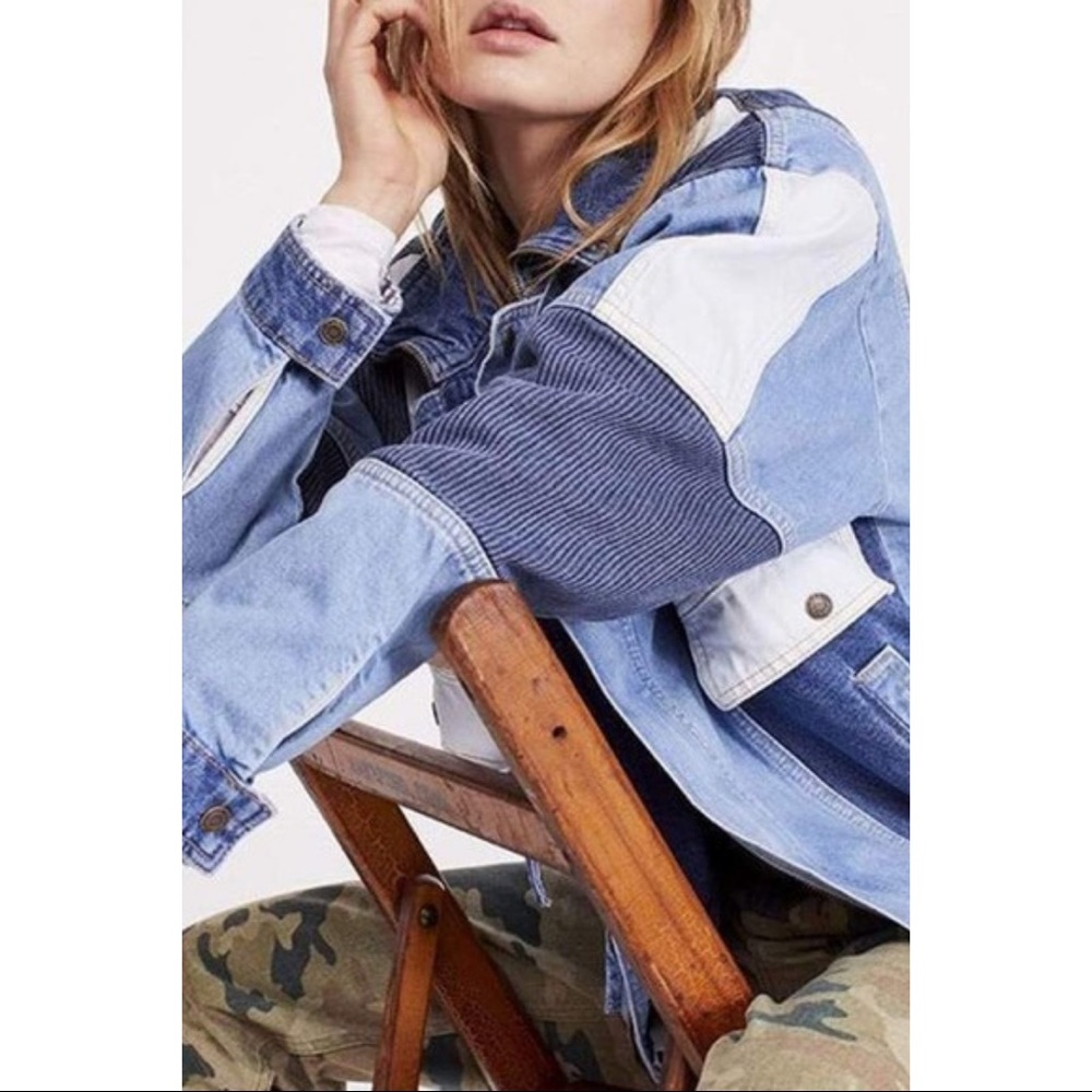 SOLD Free people Panel Denim Bomber Jacket - Picture 9 of 9